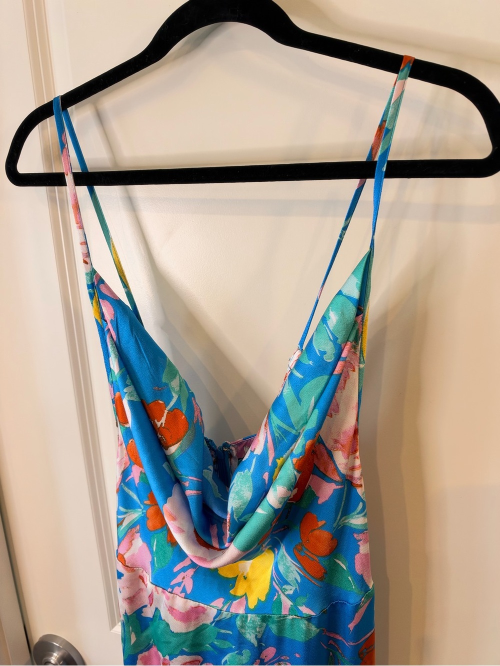 Fashion Nova Blue Tropical Floral Cowl Neck Maxi Dress - Picture 6 of 16